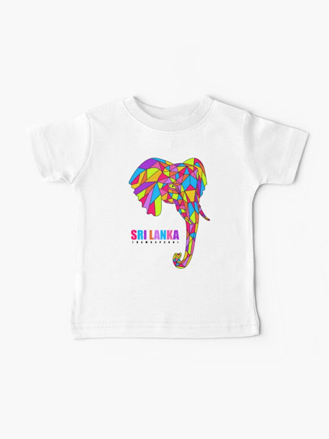 Sri Lanka - Thambapanni - coluorful geometric elephant Baby Kids T-Shirt