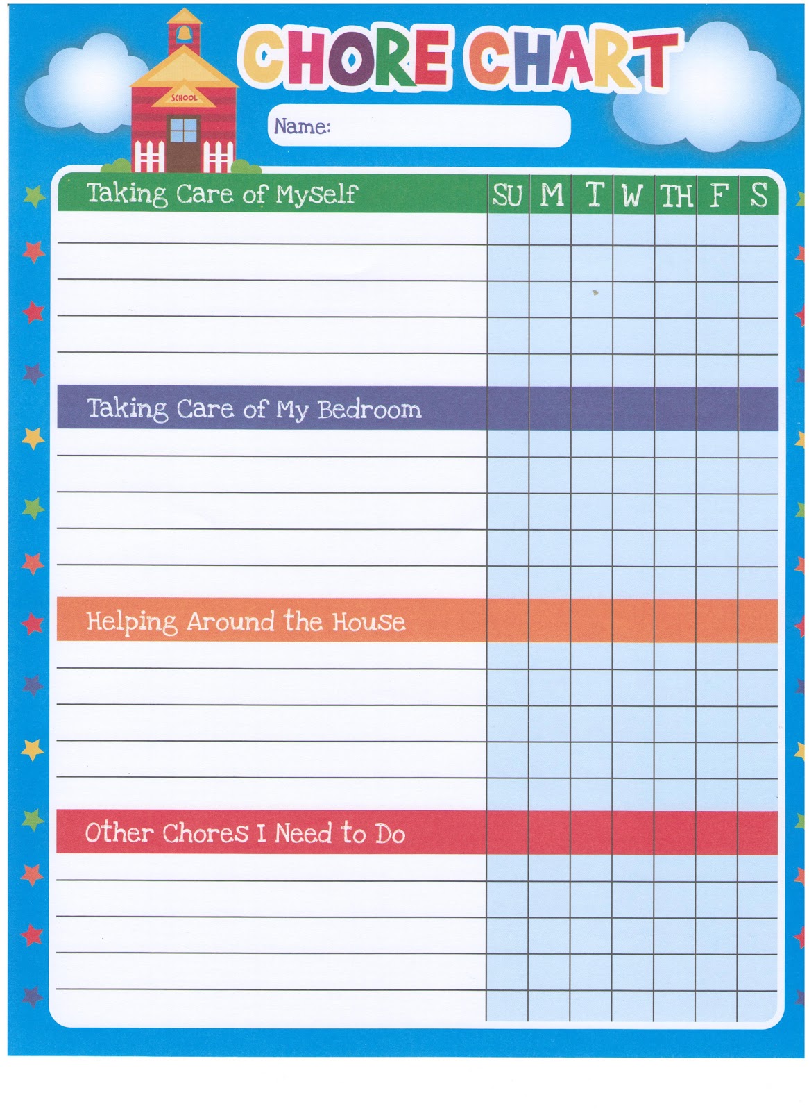 Chore Chart With Prices