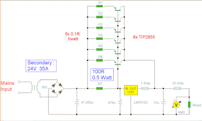 Simple 12V 30A Regulated Power Supply Circuit Diagram | Electronic