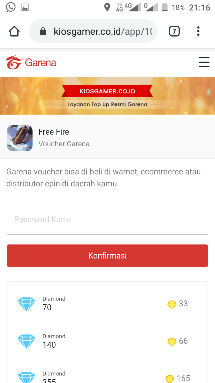 Panduan menggunakan voucher Garena shell Free Fire