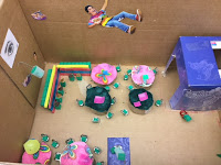 student created restaurant using doll furniture