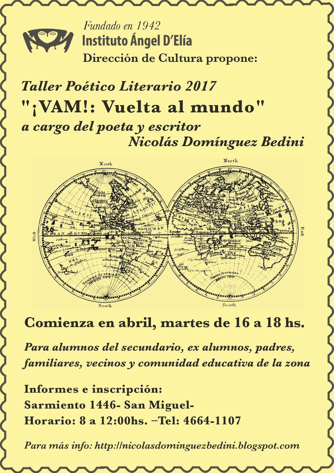 Taller de lecturas ¡VAM! 2017 en Instituo Ángel D´elía, San Miguel