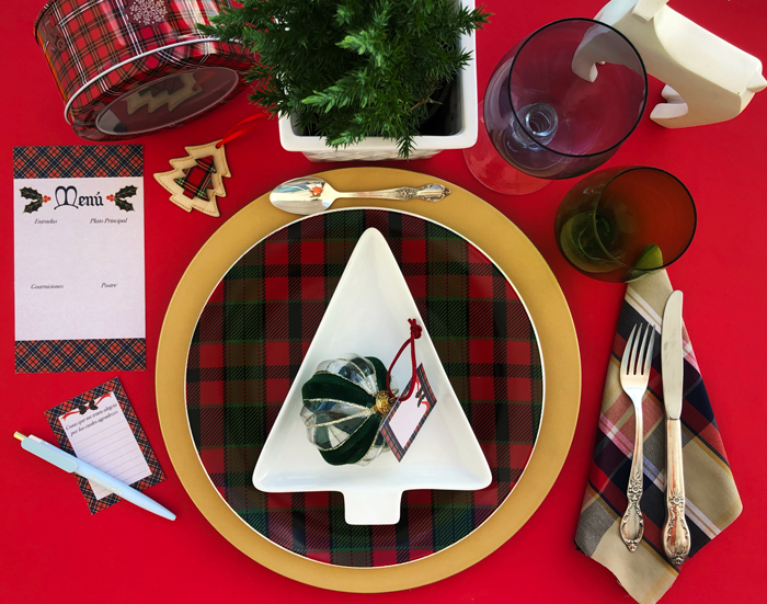 TARTAN, CUADROS ESCOCESES, TABLESET, TABLESETTING, CHRISTMAS, DINNER, NAVIDAD,  FREEBIE,STATIONERY