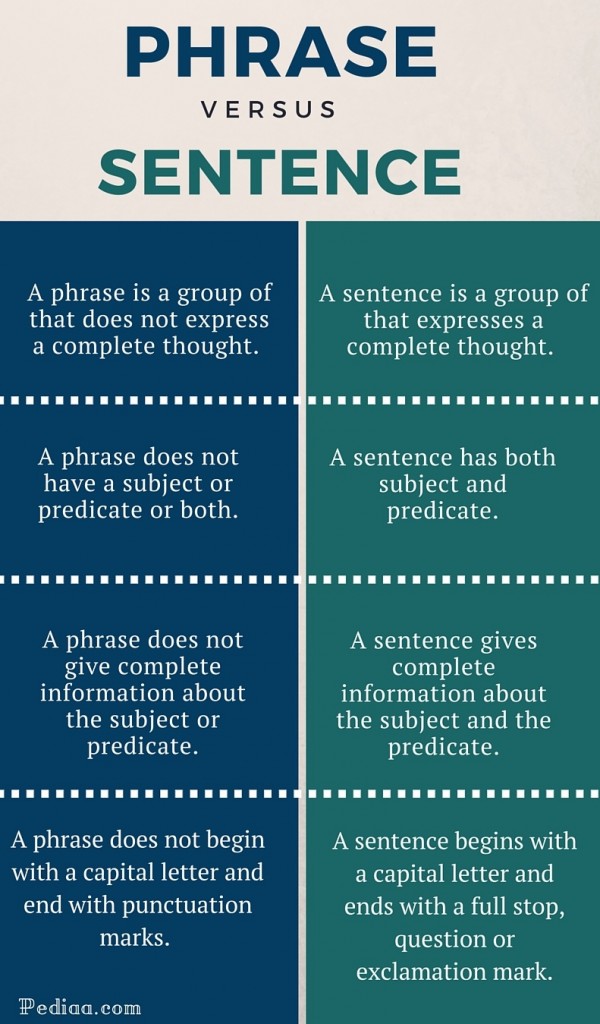 Difference Between A Sentence And A Phrase Worksheet