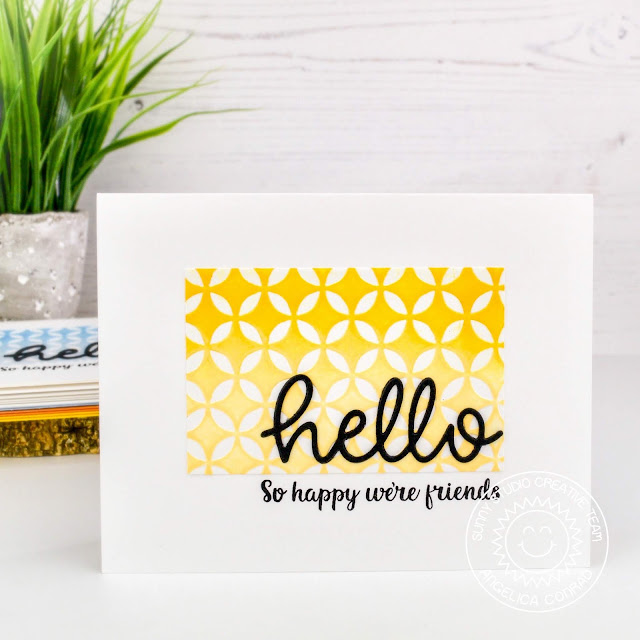 Sunny Studio Stamps: Hello Word Die Embossing Folders Everyday Card by Angelica Conrad Sunny Studio Stamps: Hello Word Die Embossing Folders Everyday Card by Angelica Conrad