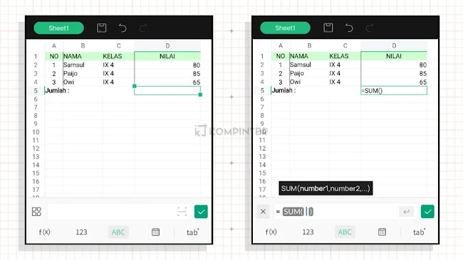 Rumus SUM di WPS Office