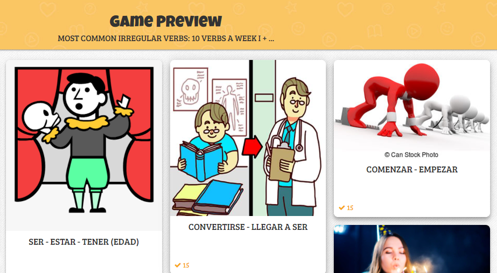 PROYECTO BILINGUE CBM Irregular verbs Review Bamboozle Game