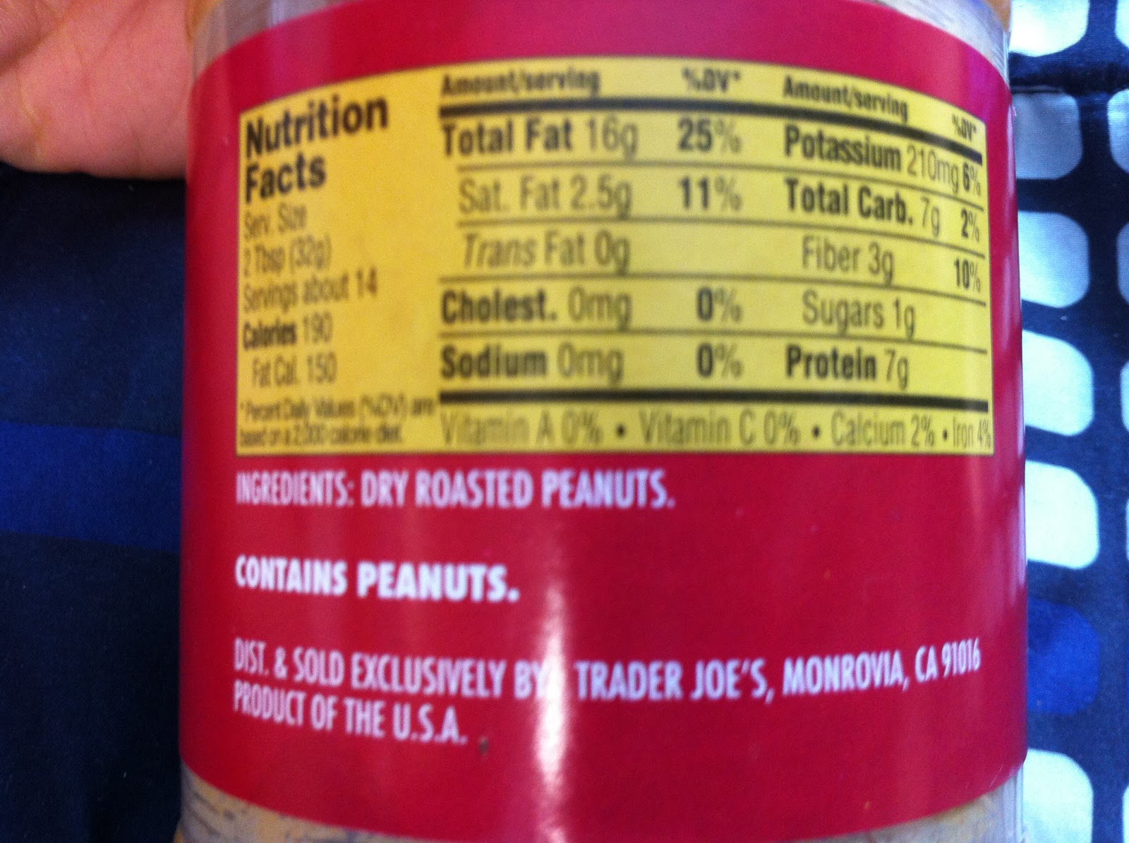 Trader Joes Crunchy Peanut Butter Nutrition Runners High Nutrition