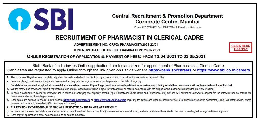 sbi pharmacist clerk salary