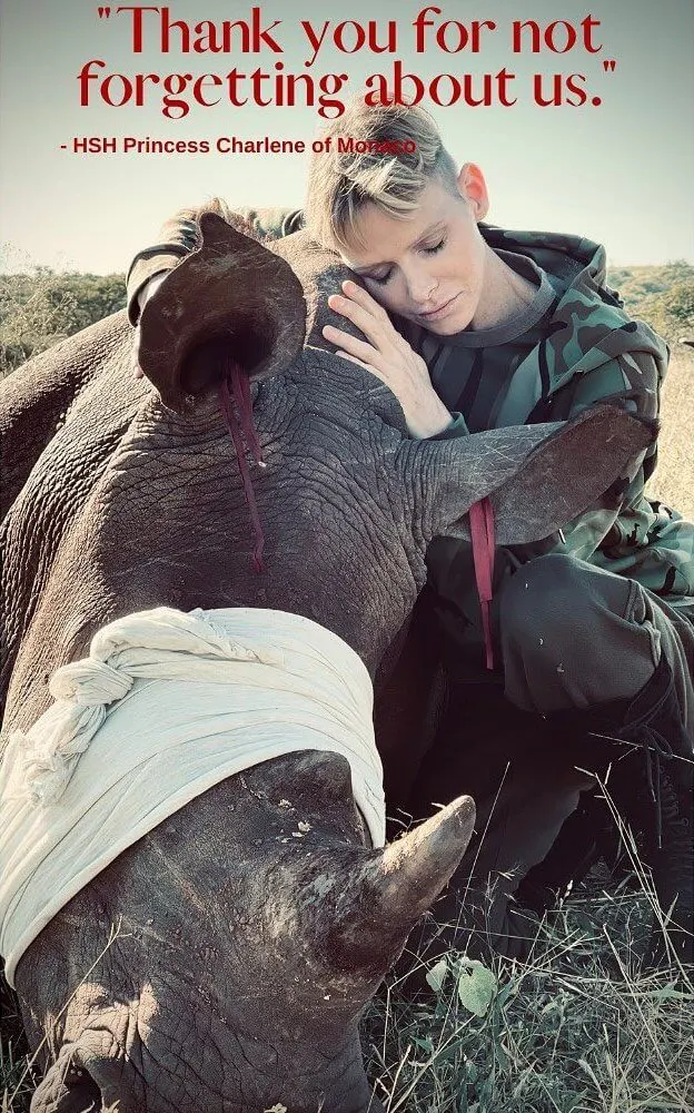 The photo was taken by wildlife photographer Christian Sperka. Princess Charlene had visited The Rhino Orphanage