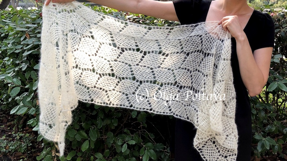 Lacy Crochet Lacy Leaves Mohair and Silk Shawl, Crochet Pattern and