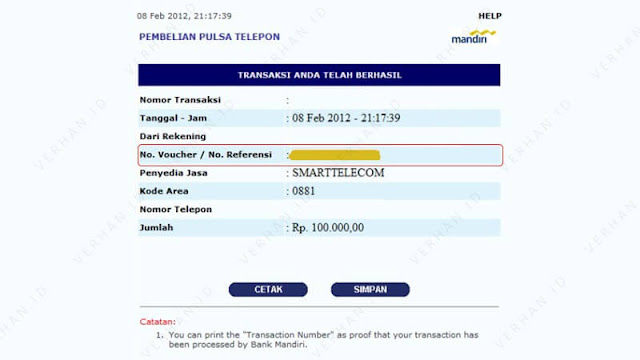 contoh nomor referensi mandiri