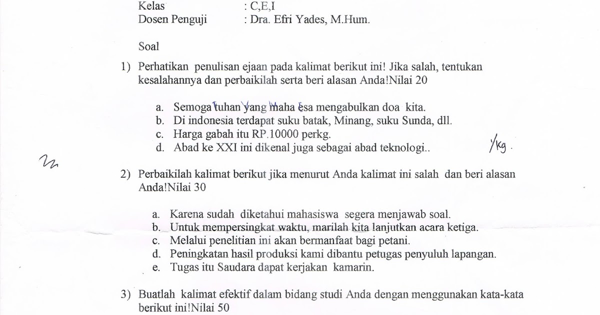 Contoh Soal Uts Dan Uas Fakultas Pertanian