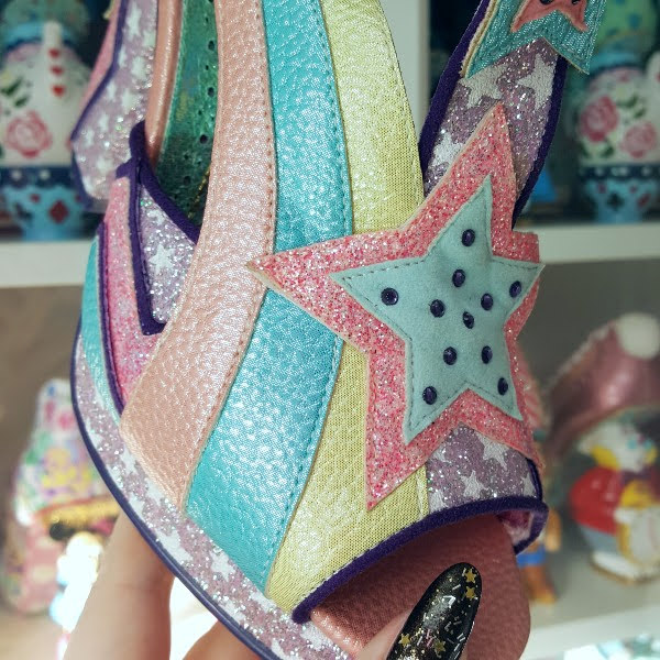 Irregular Choice Eres Hermosa close up of pastel and star print uppers