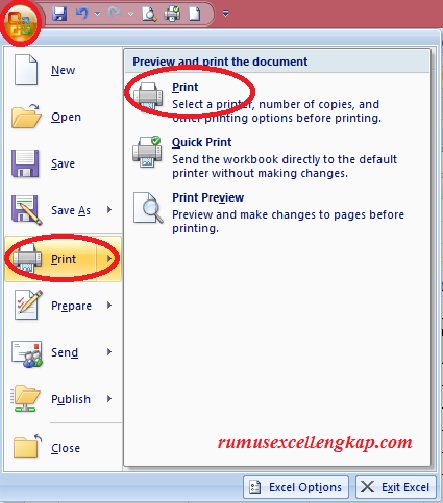Tips Lengkap Cara Mencetak Dokumen Microsoft Excel 2007 Fungsi Dan Rumus Excel Lengkap