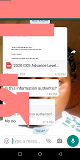 Fake CAMEROON GCE results forward via WhatsApp