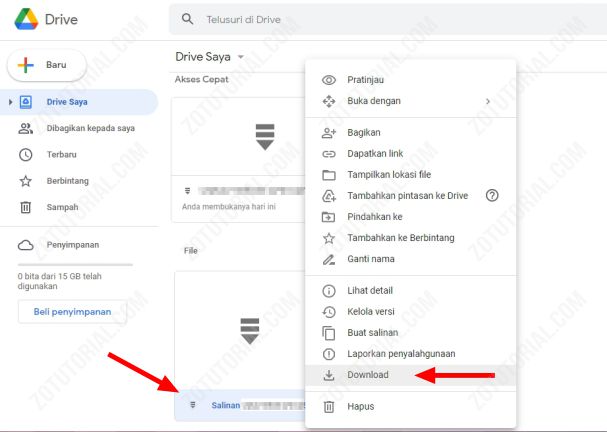 Cara Mengatasi Tidak Bisa Download File di Google Drive 24 jam by zotutorial.com