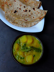 Potato Peas Curry, Gluten free Aloo Matar Besan curry