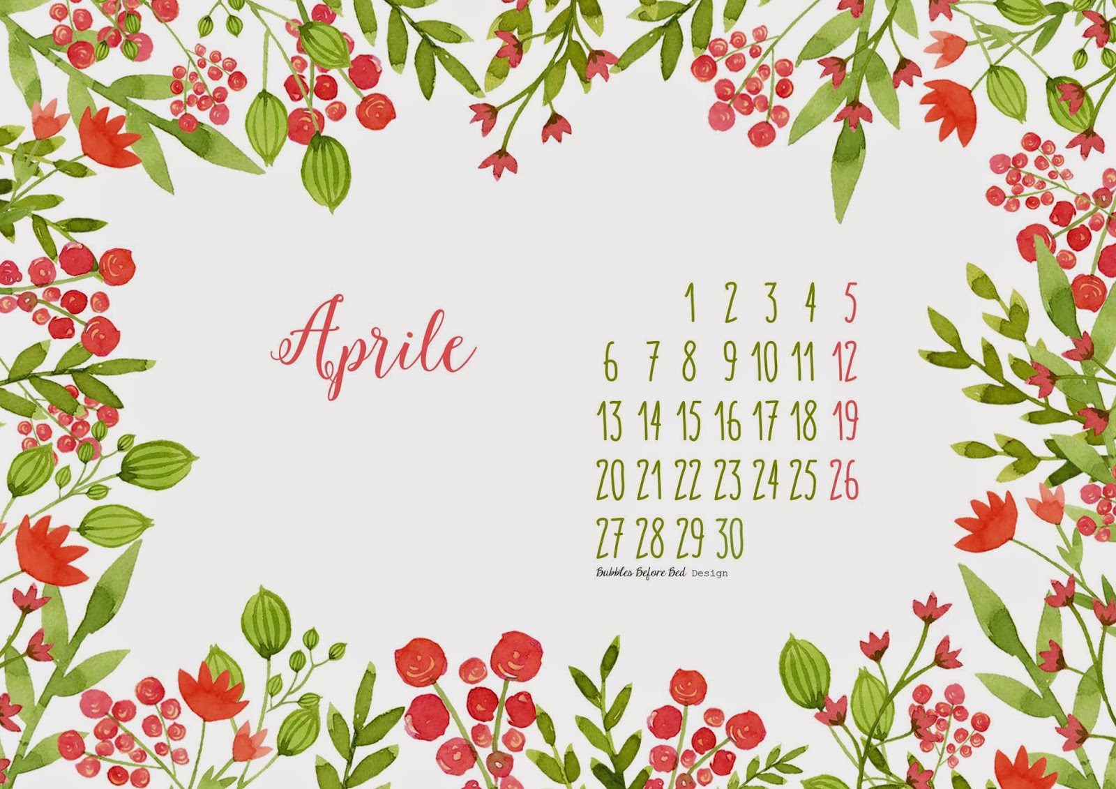 BubblesBeforeBed Calendario di Aprile