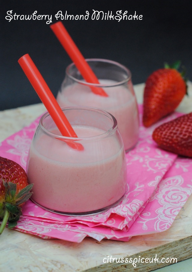 Strawberry Almond Milkshake Citrus Spice and Travels