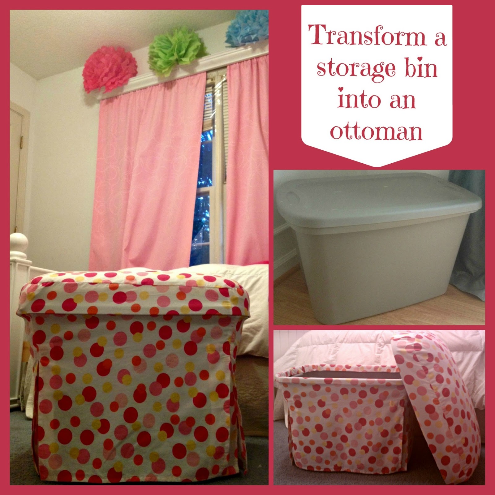 Booger and Pokie Storage Bin Transformed into an Ottoman