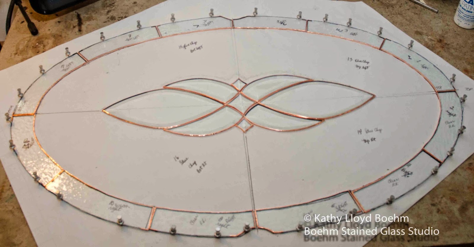 Boehm Stained Glass Blog: Oval Stained Glass Window with Bevels