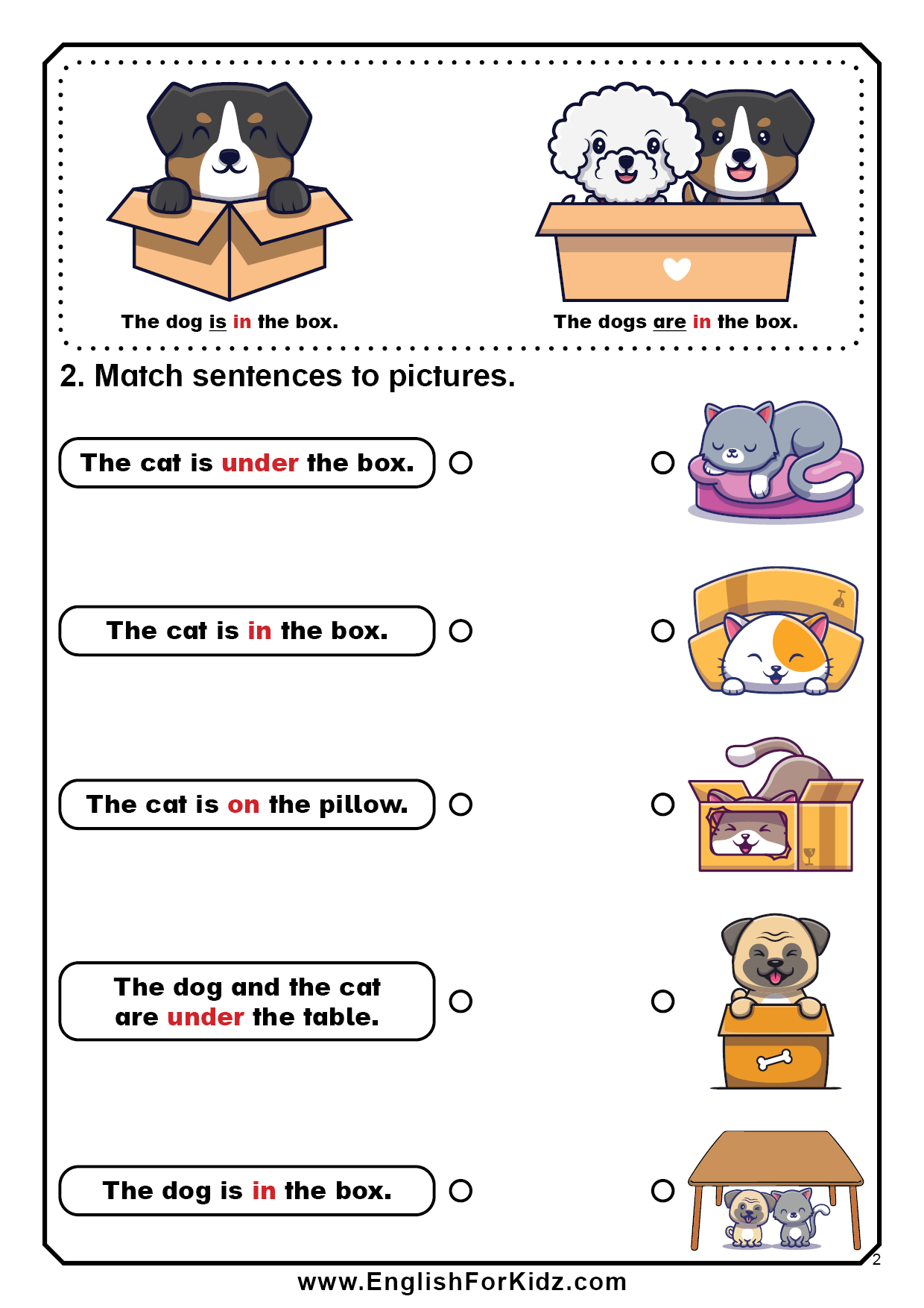 Preposition Worksheet For First Grade