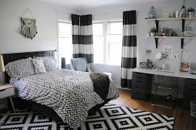 After: Teenaged Girl's Room Black and White Scandinavian Design