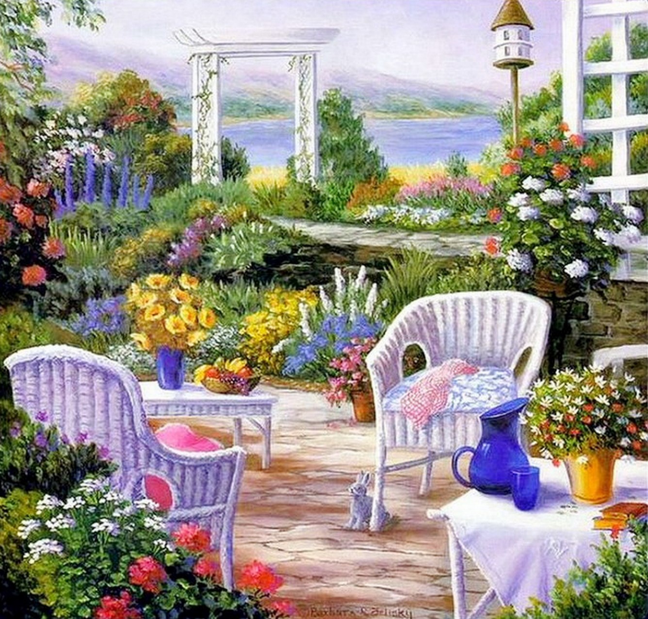 El arte es su máxima expresión : Cuadros de casas con jardines, Barbara  Rosbe Felisky