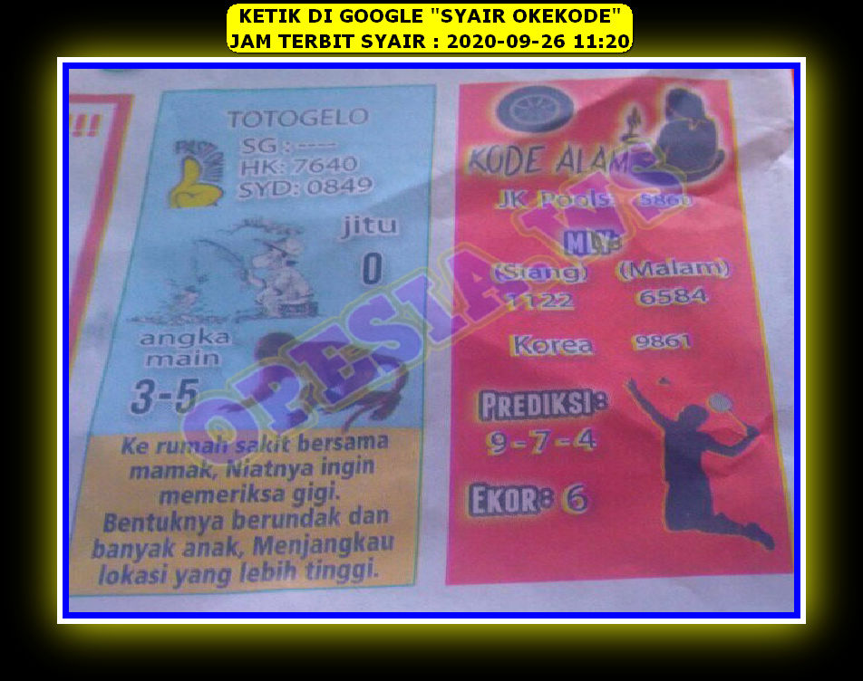 1 New Message Kode Syair Singapore 26 September 2020 Forum Syair Togel Hongkong Singapura Sydney