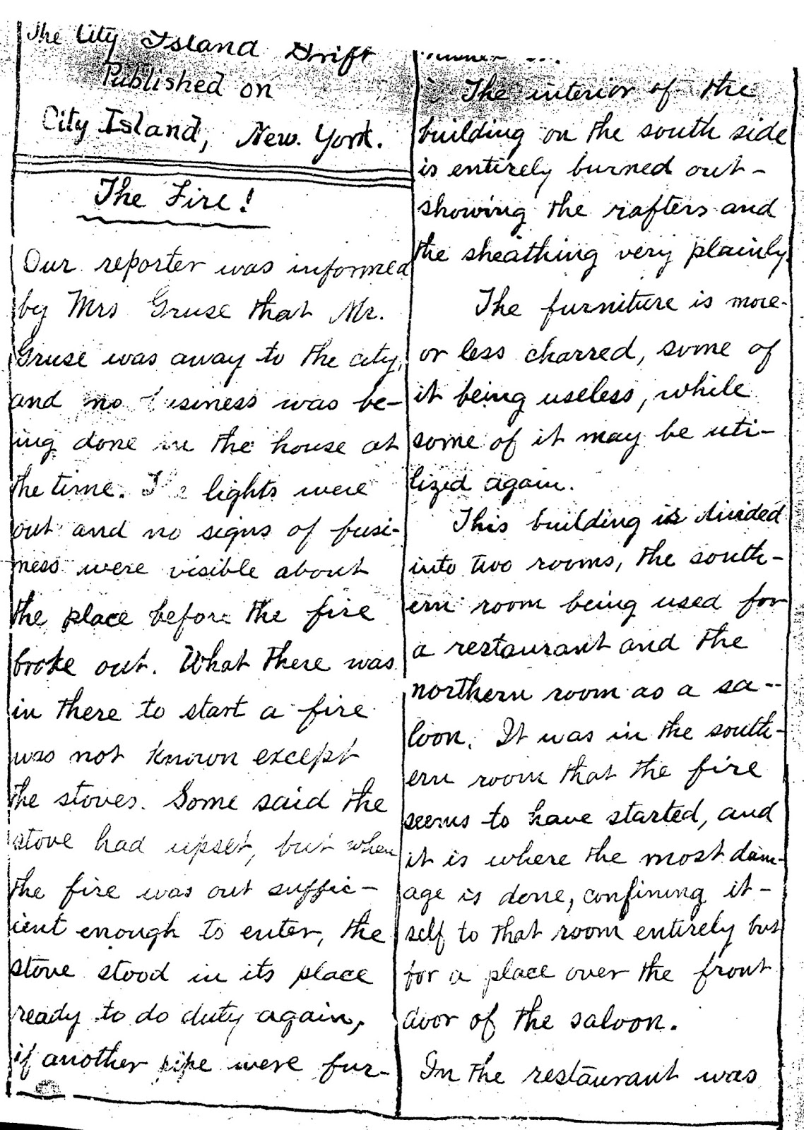 Historic Pelham Account of 1894 Fire in One of Pelham's Earliest