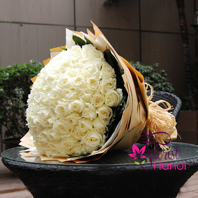 Send white rose bouquet Hanoi