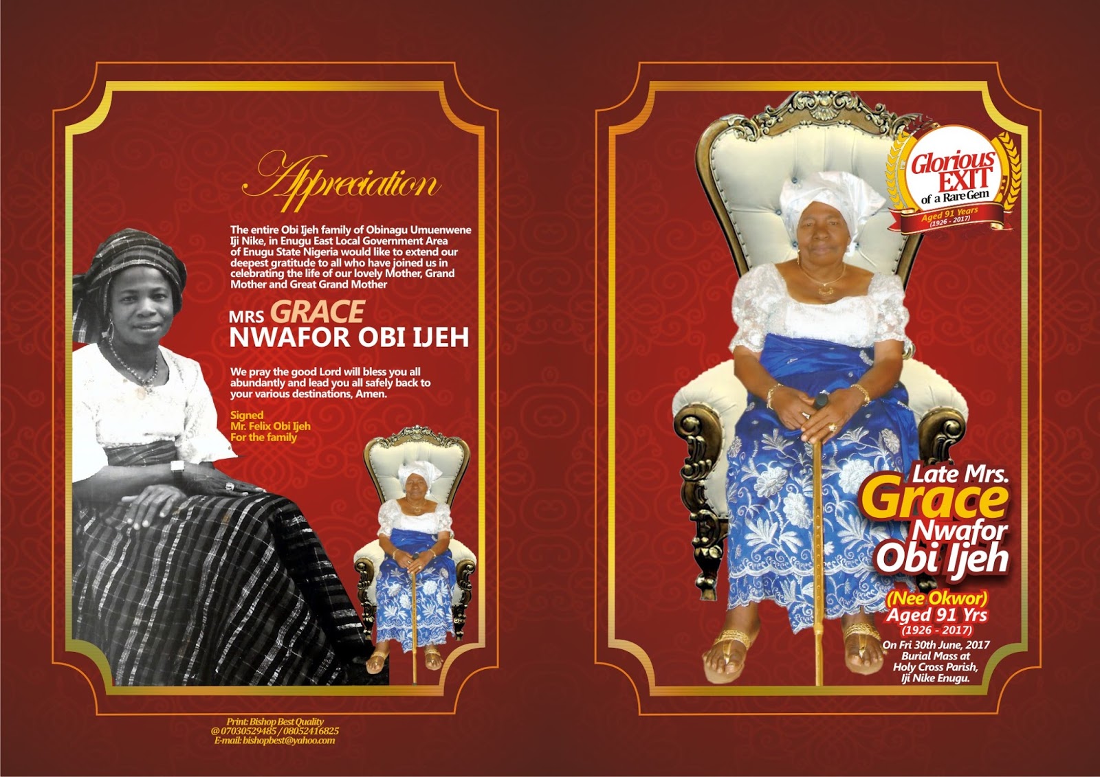 DJ Iyke Davis CHECK OUT ONE OF OUR GRAPHIC DESIGNS; burial brochure cover