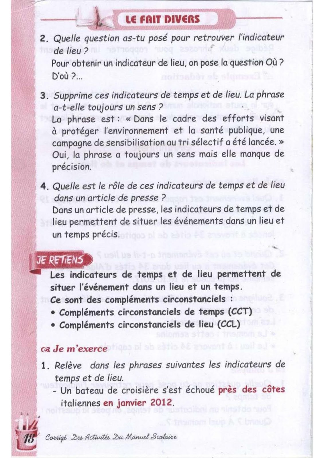 حل تمارين صفحة 20 الفرنسية للسنة الثالثة متوسط - الجيل الثاني