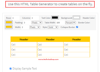 html css table generator for blogger