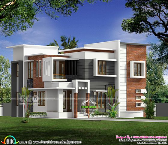Flat roof modern 4 bedroom house in 2250 sq-ft Flat roof modern 4 bedroom house in 2250 sq-ft