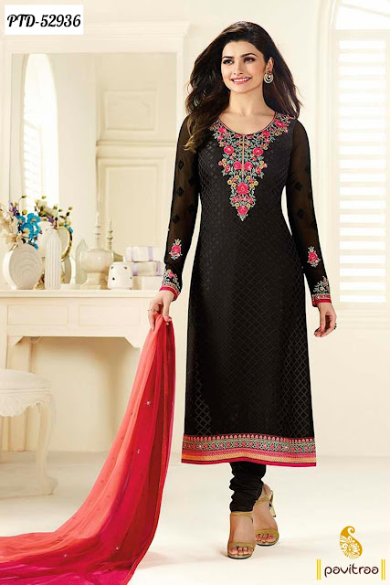 black braso bollywood actress Prachi Desai wedding wear New Year 2016 salwar suit online shopping collection