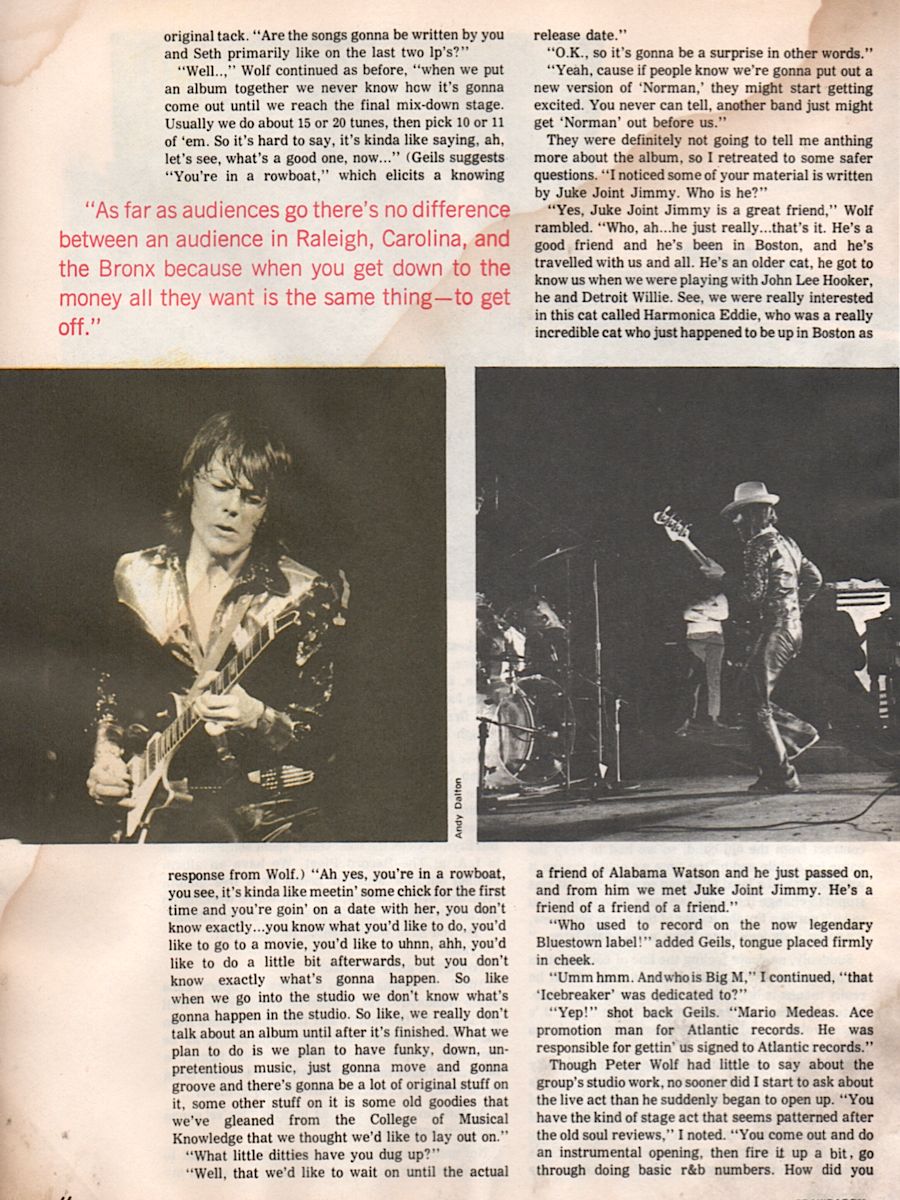 Crawdaddy Magazine – December 1972 ~ The J. Geils Band.Net