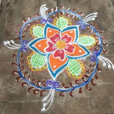 Home easy muggulu Flowers-with-net-muggulu-design
