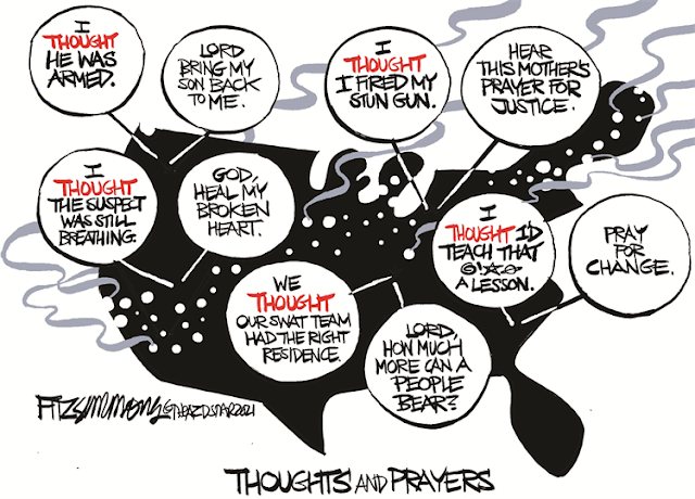 U. S. map with thoughts and prayers