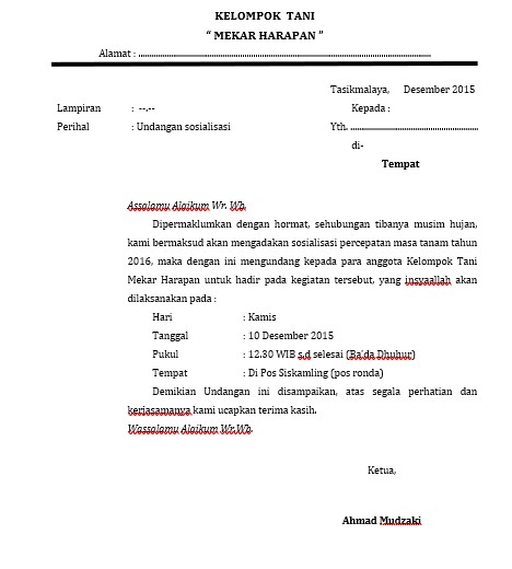 Salah Satu Ciri Surat Undangan Setengah Resmi Adalah