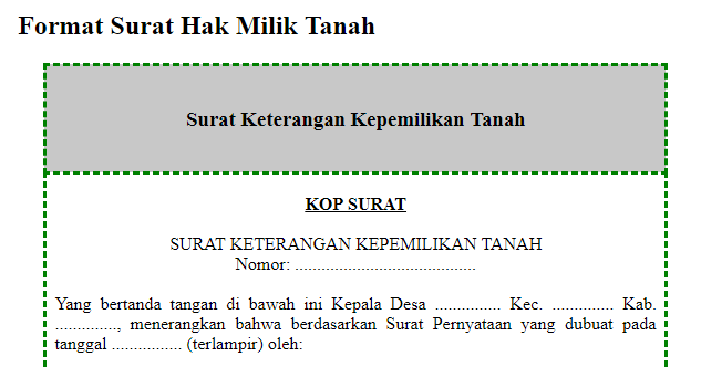 Contoh Surat Hak Milik Tanah Bacanulis Com