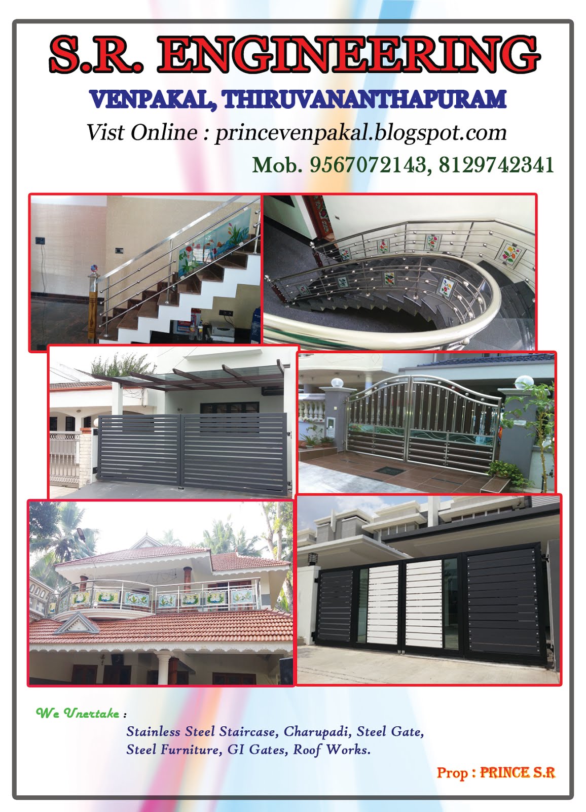 S R Engineering Works: STEEL STAIR WITH GLASS WORK