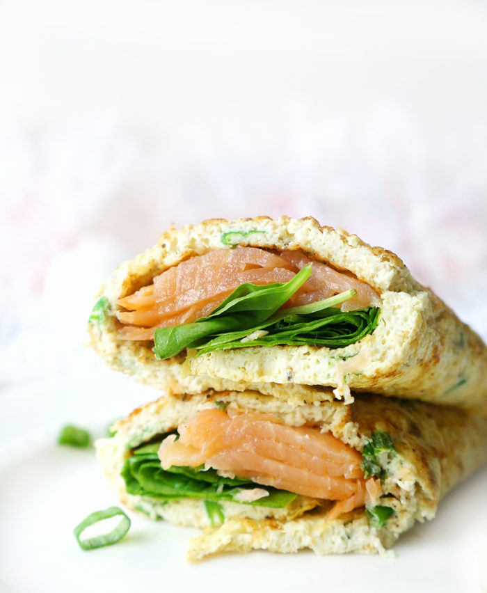 Smoked Salmon Spinach and Egg Wraps