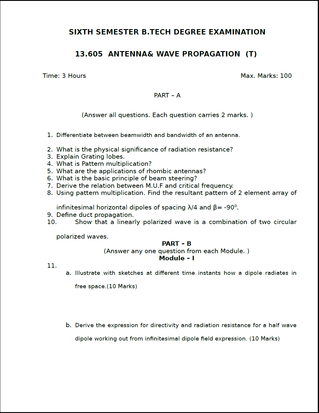 Antenna and wave propagation 2 marks with answers pdf