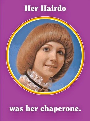 Her hairdo was her chaperone. Photo c. 1970s. Girl with a bowl haircut. Chaperones marchmatron.com