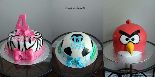 Zebra, Soccer and Angry Birds cake