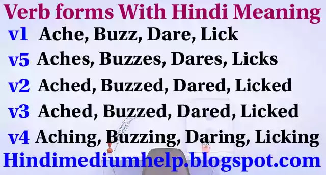 Verb Forms List (A To W) All Forms Of Verb With Hindi Meaning