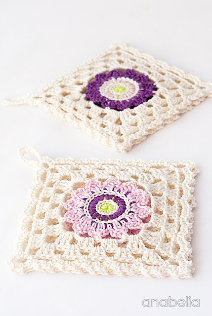 Japanese inspiration crochet square motif by Anabelia Craft Design