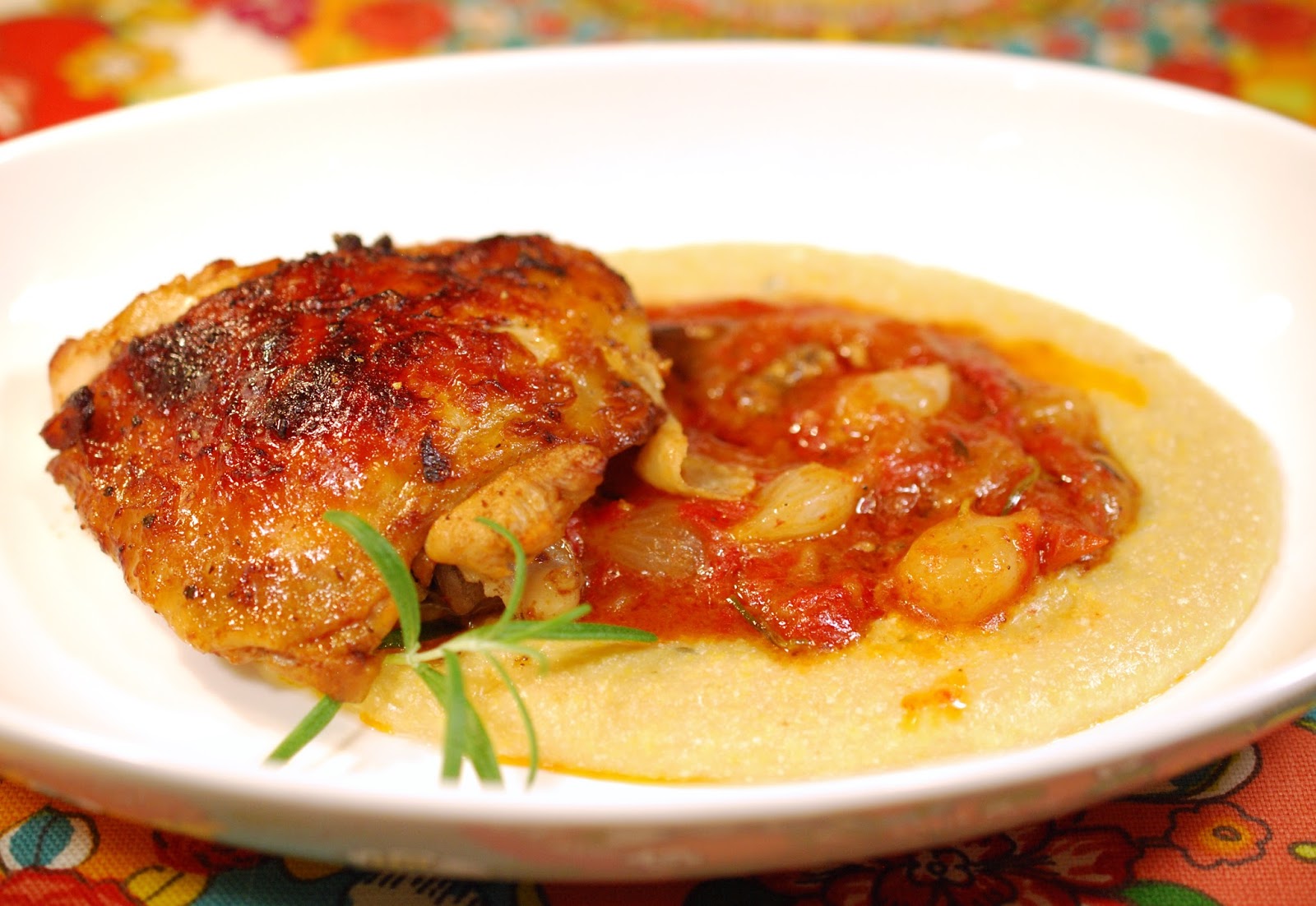 Cooking to the Wine Clarendon Hills Grenache with Chicken Thighs with Spiced Saucy Eggplant and